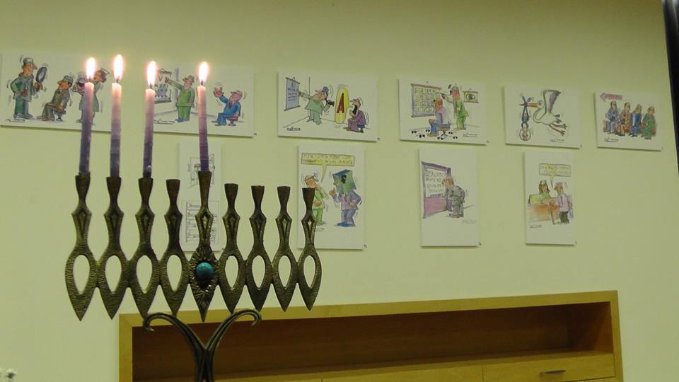 תערוכת קריקטורות בנושא בריאות ב-'וולפסון' (הגדל)